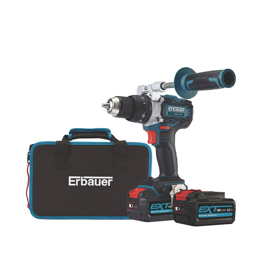 Erbauer EXT Cordless 18V 5Ah Lithium-Ion Brushless Combi Drill ECDT18-Li-2 - Image 1