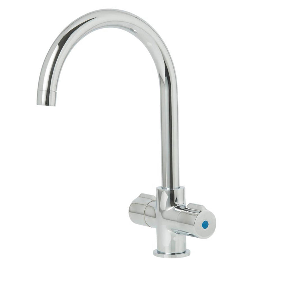 Kitchen Tap Mono Mixer Chrome Double Lever Swivel Spout Ceramic Disc Faucet - Image 1