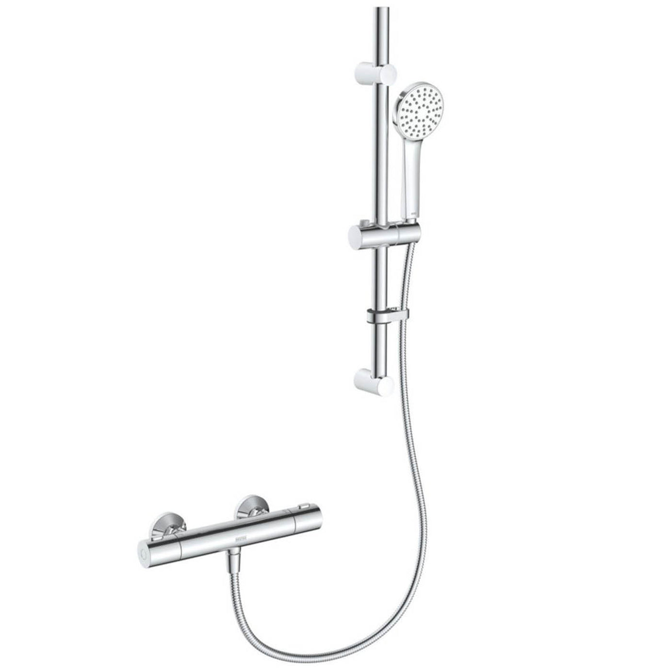 Bristan Thermostatic Mixer Shower Kit Chrome Exposed Single Spray Pattern Round - Image 1