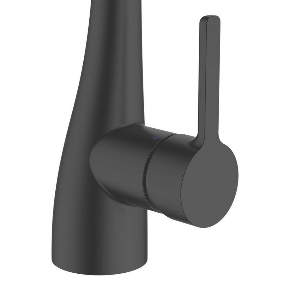 Swirl Kitchen Sink Tap Mono Mixer Matt Black Pull Out Single Lever Modern Faucet - Image 5
