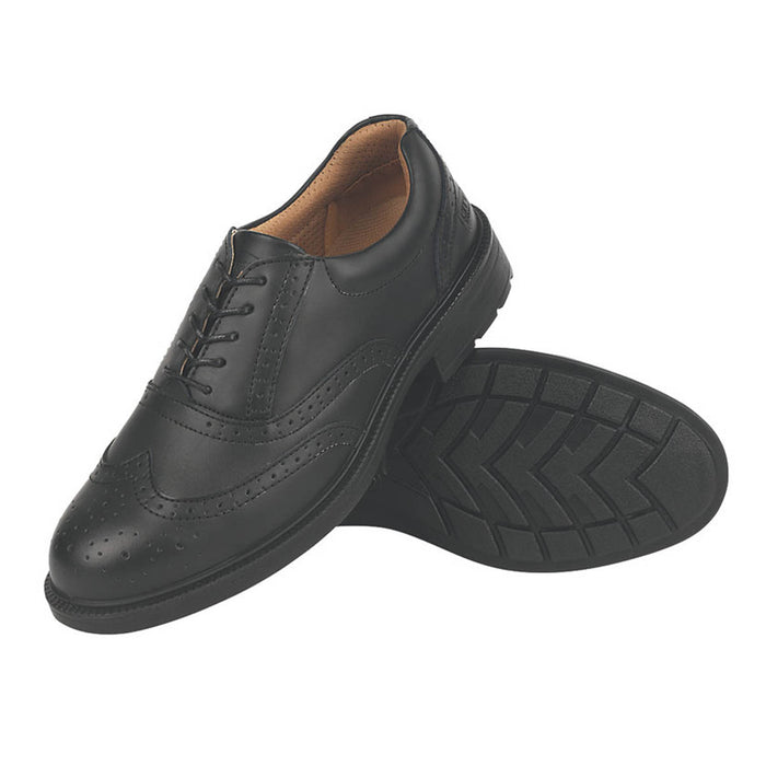 City Knights Safety Shoes Brogue Executive Black Leather Wide Fit Size 10 - Image 1