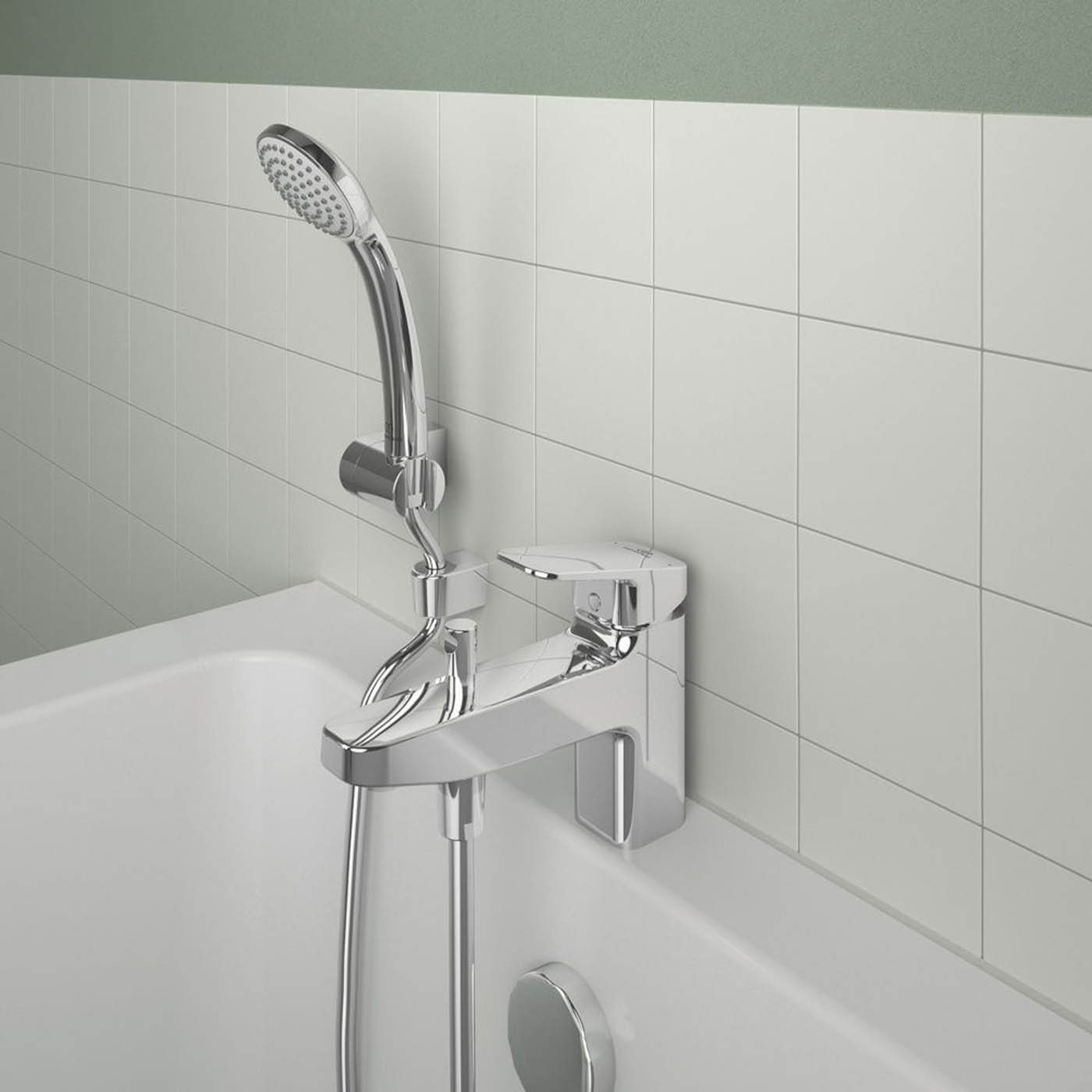 Bath Filler Tap Mixer Shower Chrome Single Lever Round Head Bathroom Modern - Image 2