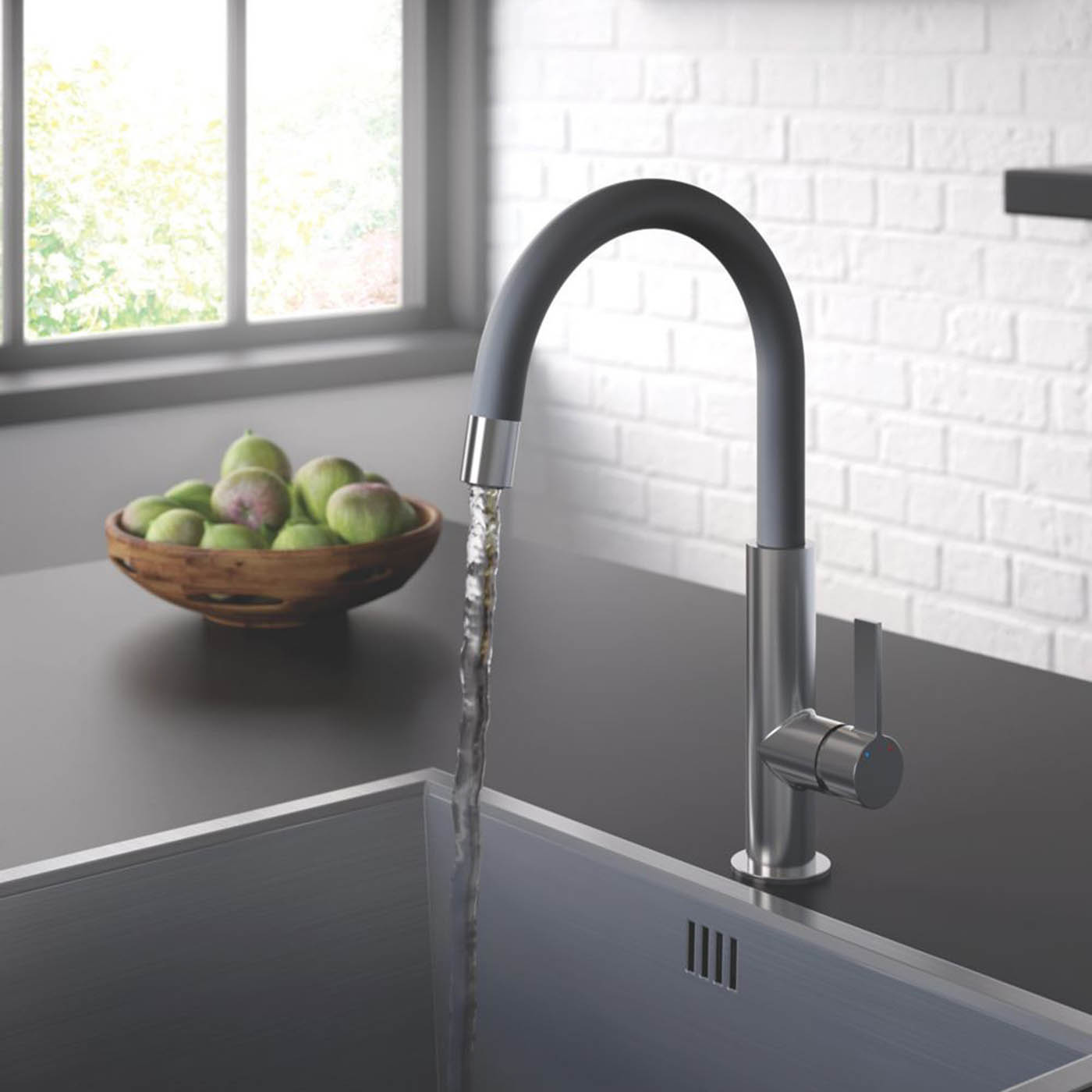 Bristan Kitchen Sink Mixer Tap Mono Brass Single Lever Chrome Black Modern - Image 3