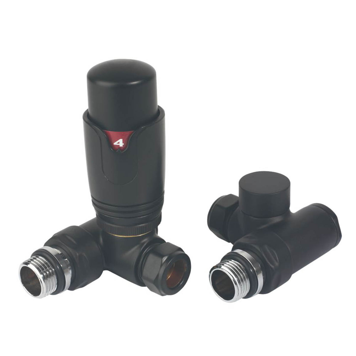 Towelrads Thermostatic Radiator Valve & Lockshield Black Corner 15mm - Image 4