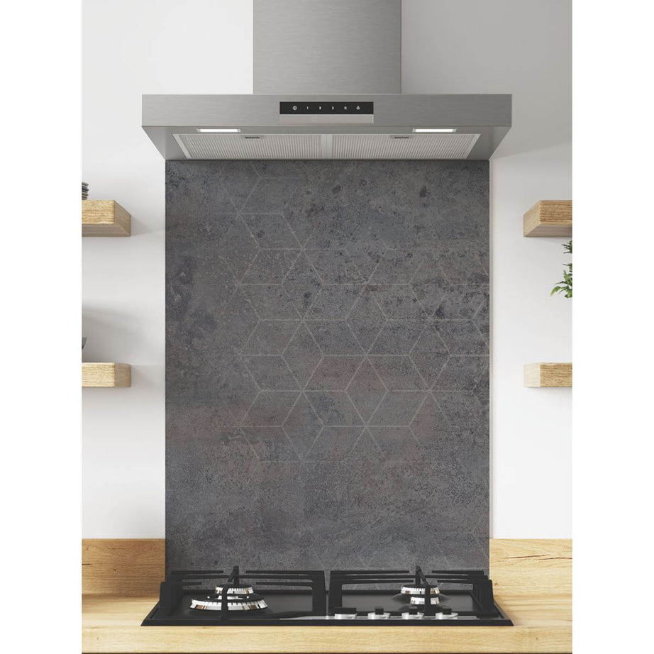 Kitchen Hob Splashback Urban Steel Grey Aluminium Geometric 600 x 800 x 4mm - Image 1