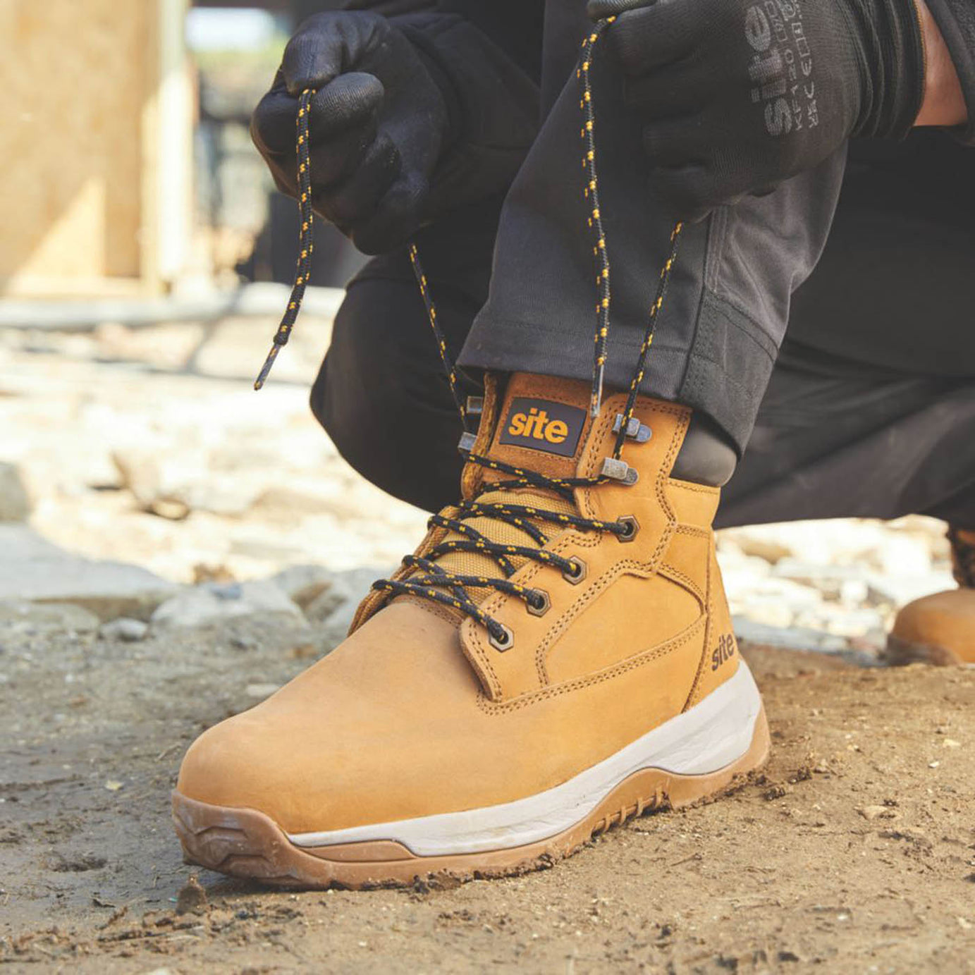 Site Safety Boots Mens Standard Fit Brown Leather Work Shoes Steel Toe Size 6 - Image 3