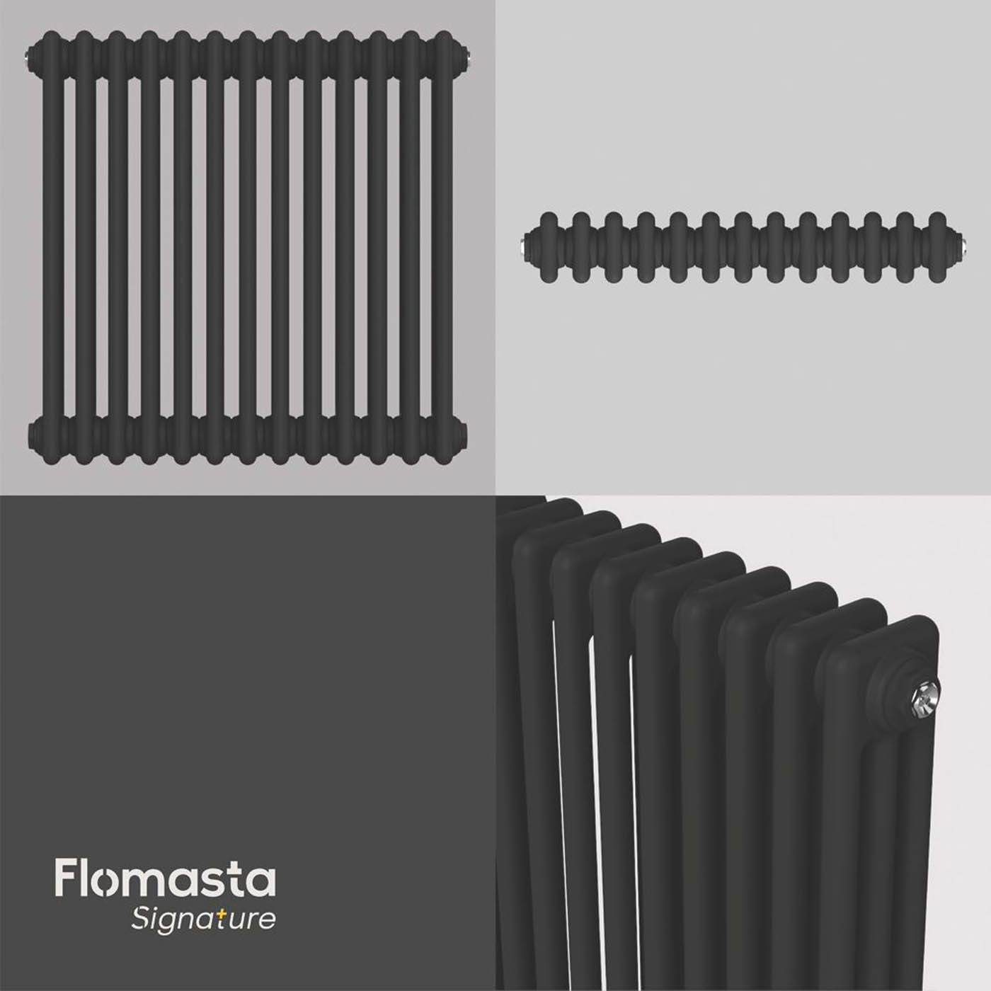 Flomasta 3 Column Radiator Black Horizontal Steel Traditional (H)60x(W)60.5cm - Image 6