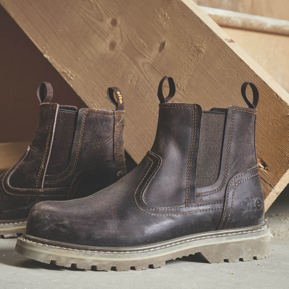 Site Safety Dealer Boots Womens Standard Fit Brown Leather Steel Toe Size 5 - Image 2