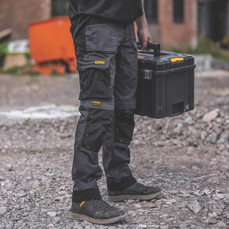 DeWalt Work Trousers Mens Slim Fit Black Grey Breathable Multi Pocket 40"W 31"L - Image 3