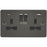 Switched Wall Socket Double 13A 2-Gang 2-Outlet Type A C USB Charger Grey - Image 1