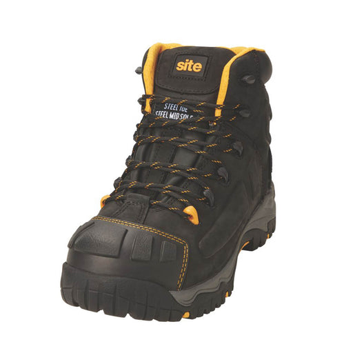 Site Safety Boots Mens Standard Fit Black Leather Waterproof Steel Toe Size 6 - Image 1