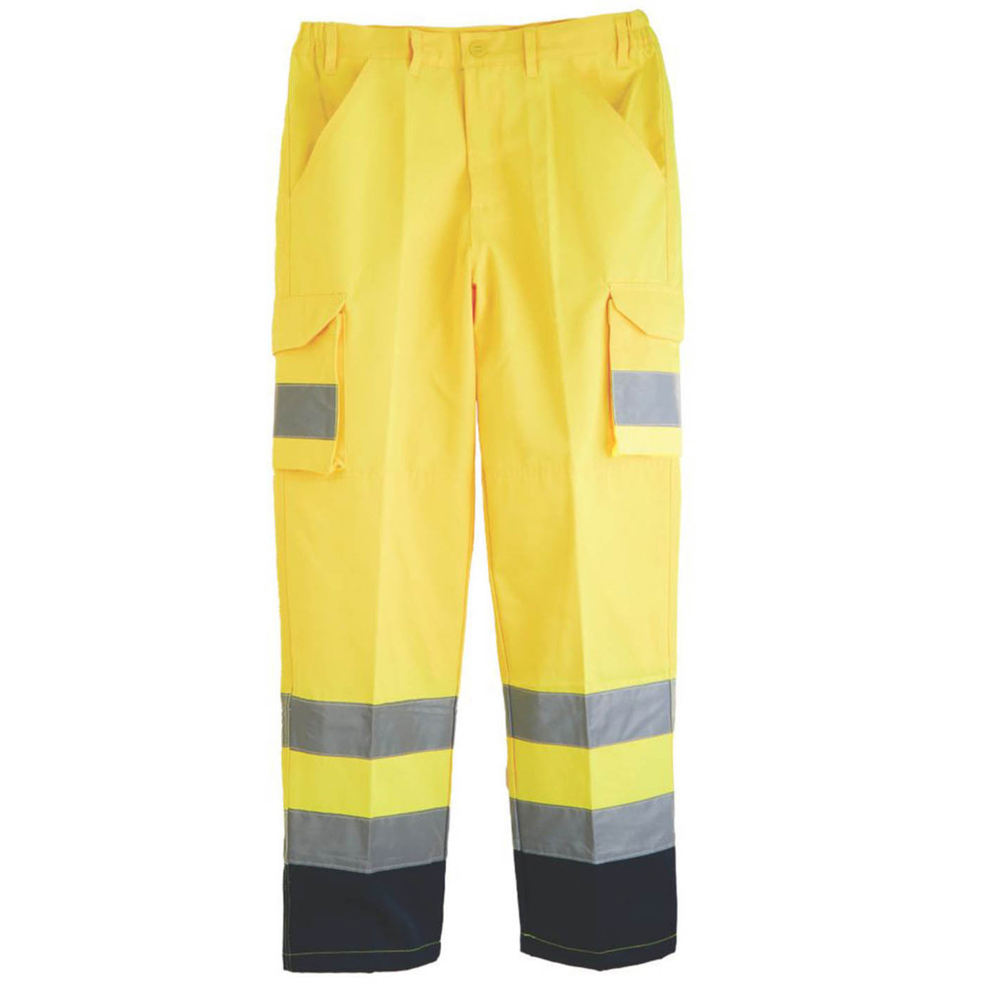 Hi-Vis Work Trousers Unisex Regular Fit Yellow Cargo Multi Pockets 32W 31L - Image 1