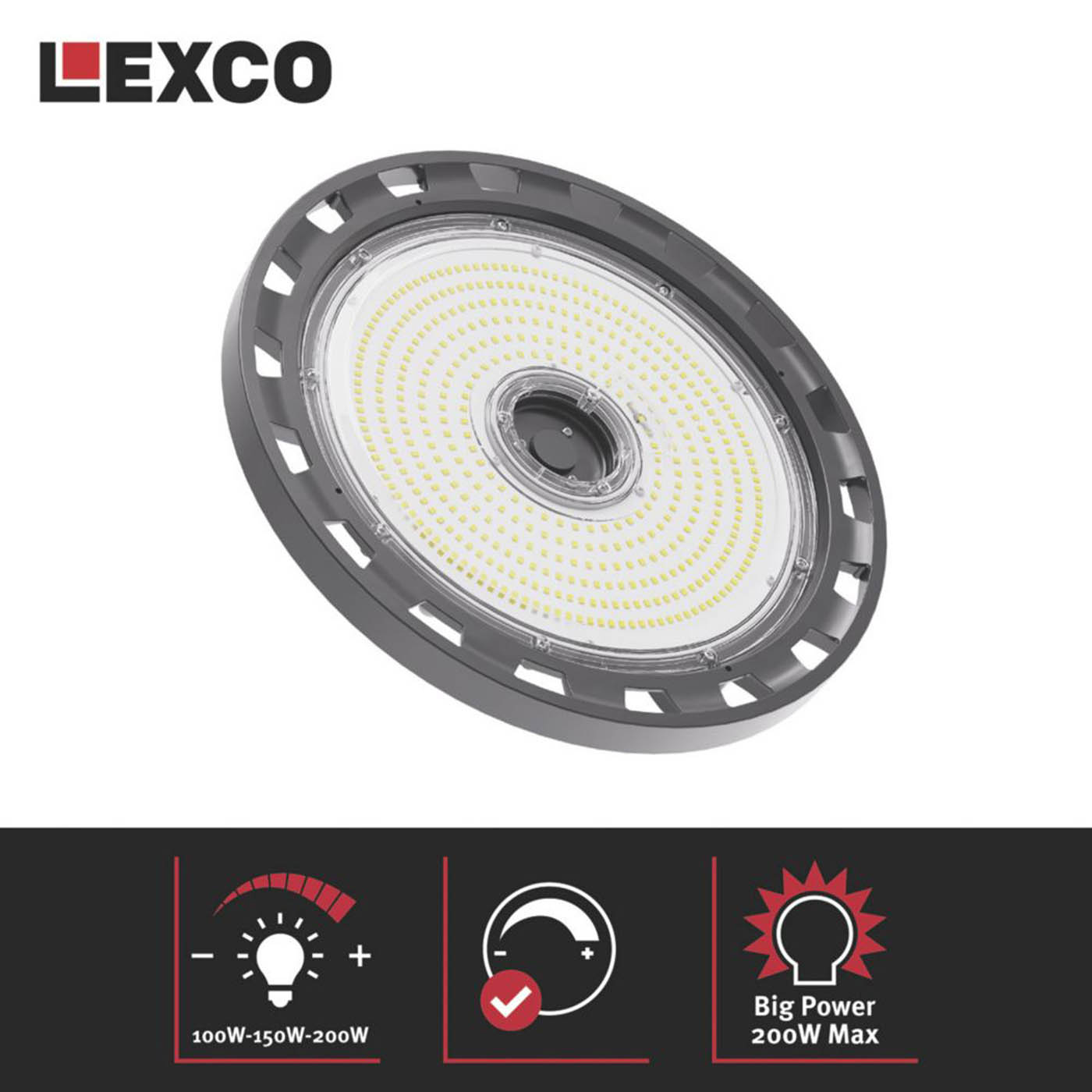 Lexco Leonis LED High Bay Light Black 120-200W 19,200-32,000lm - Image 4