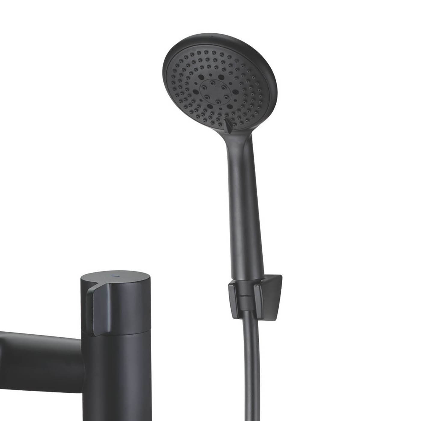 Swirl Manual Shower Mixer Tap Dual Control Caldew Black 120mm Deck Mounted - Image 4