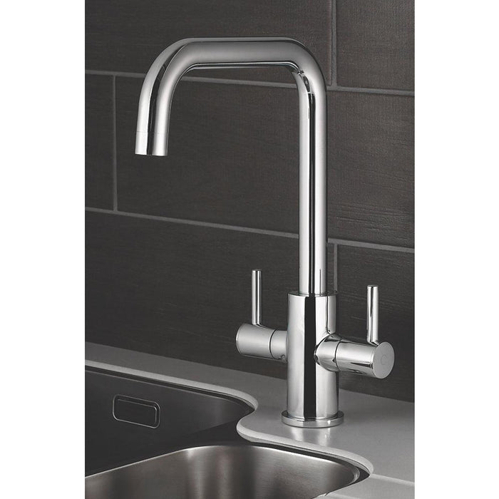 Swirl Kitchen Tap Mono Mixer Divine Chrome Dual Lever Control Built-In Aerator - Image 2