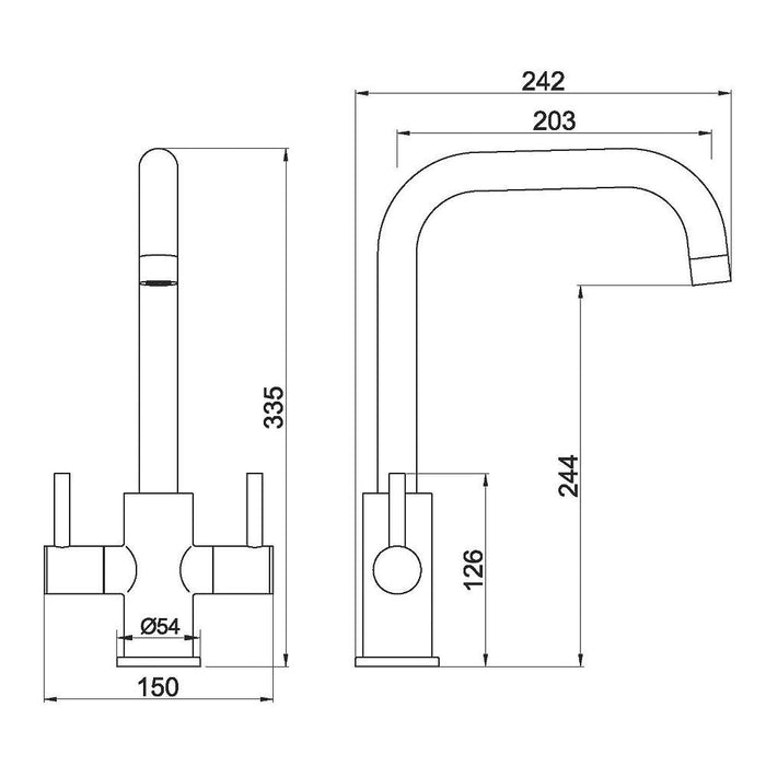 Swirl Kitchen Tap Mono Mixer Divine Chrome Dual Lever Control Built-In Aerator - Image 3