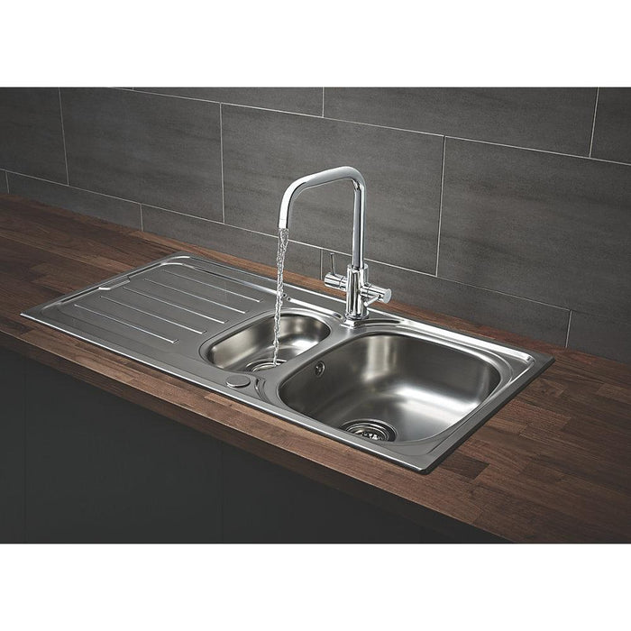 Swirl Kitchen Tap Mono Mixer Divine Chrome Dual Lever Control Built-In Aerator - Image 4