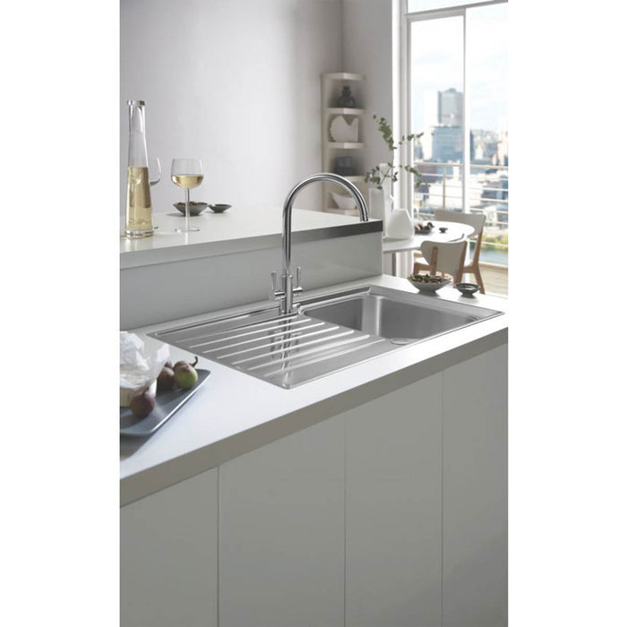 Kitchen Mixer Tap Mono Dual Lever Swivel Spout Chrome Modern Sink-Mounted - Image 3