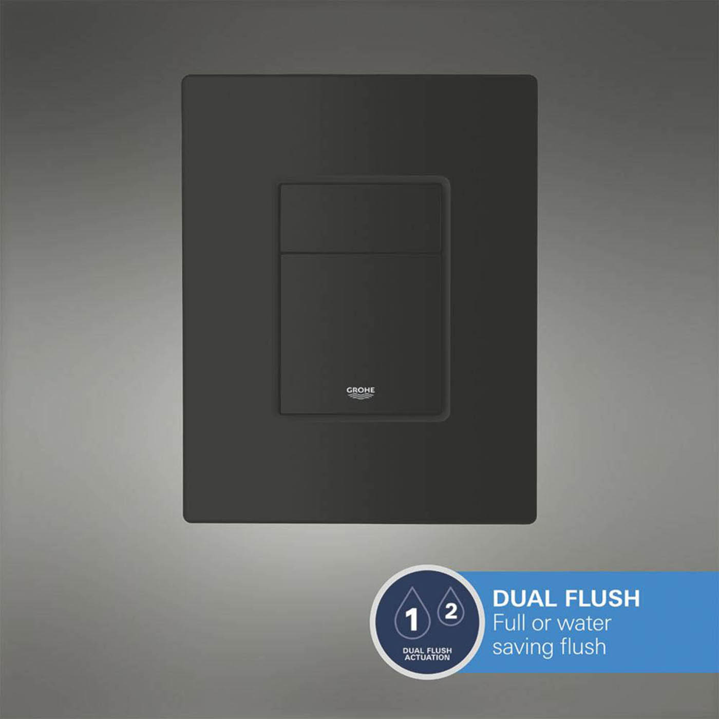 Grohe Wall Hung Toilet Frame Pan Solido Matt Black 3-in-1 Dual-Flush 1130mm - Image 3