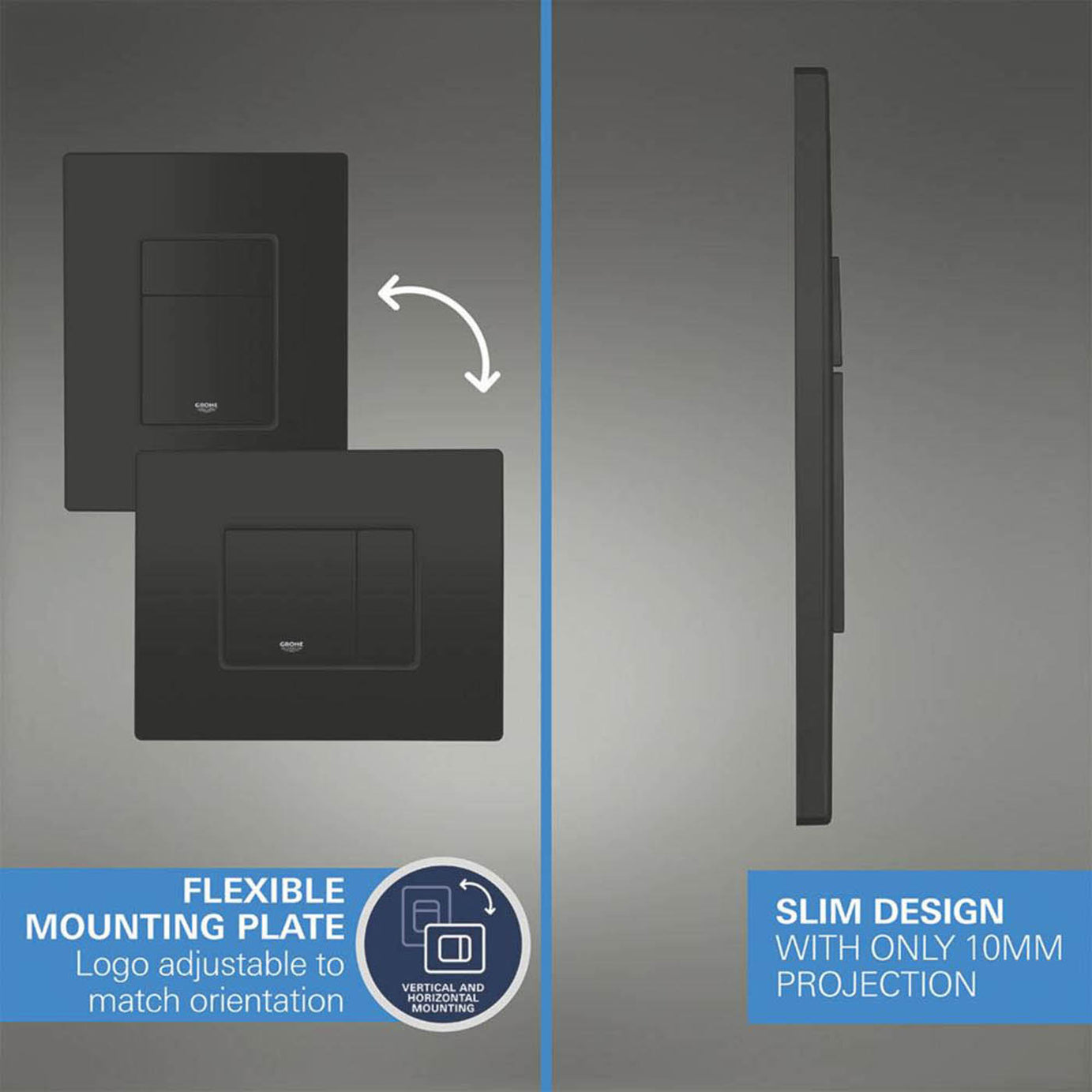 Grohe Wall Hung Toilet Frame Pan Solido Matt Black 3-in-1 Dual-Flush 1130mm - Image 4