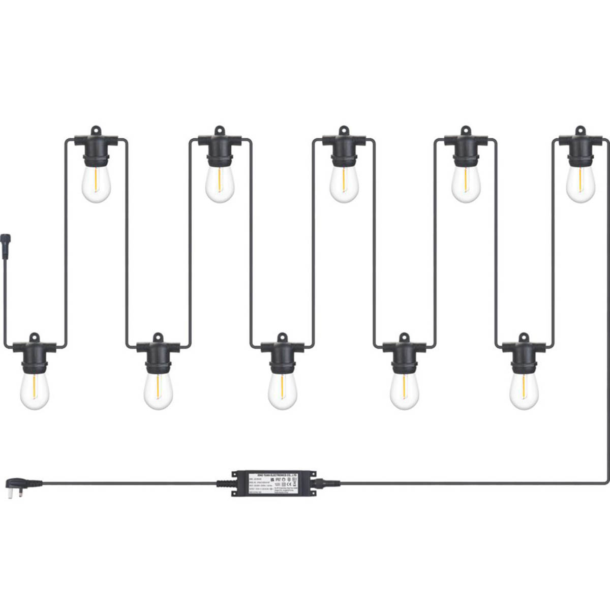 Luceco Festoon String Lights LED 10 Lamp Warm White Black Outdoor Weatherproof - Image 3
