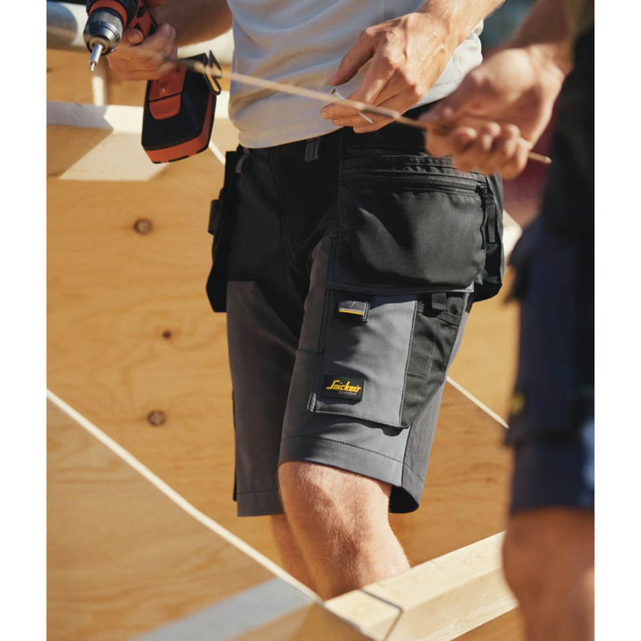 Snickers Mens Work Shorts 6175 Stretch Steel Grey Black Cargo Pocket 35" W - Image 3