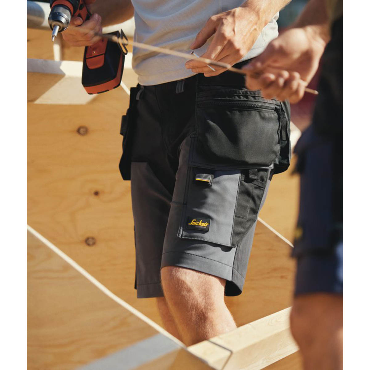 Snickers Mens Work Shorts 6175 Stretch Steel Grey Black Cargo Pocket 35" W - Image 3