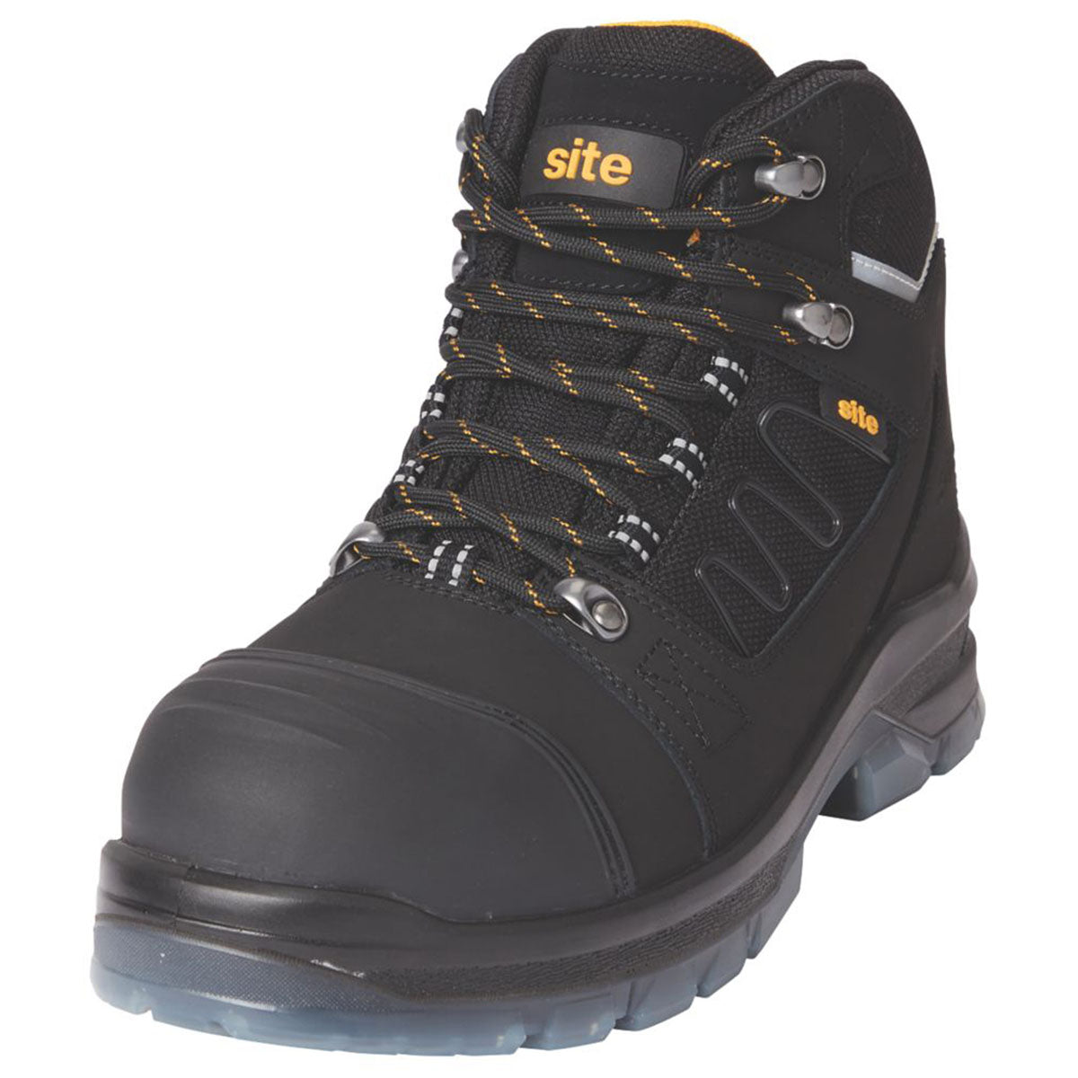 Site Safety Boots Mens Standard Fit Black Leather Work Shoes Steel Toe Size 11 - Image 1