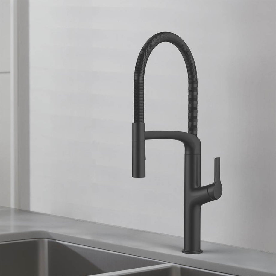 Swirl Kitchen Sink Tap Mixer Pull Out Matt Black Single Lever Zinc Modern Faucet - Image 2