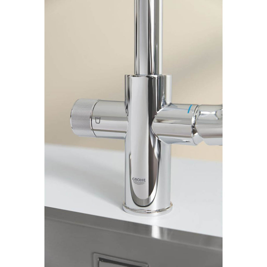 Grohe Filter Kitchen Tap Mixer Chrome Single Lever U Swivel Spout Modern Faucet - Image 3