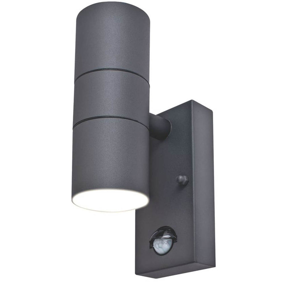 Wall Light Outdoor PIR Photocell Steel Black IP54 Garden Home 35W 220-240V - Image 1