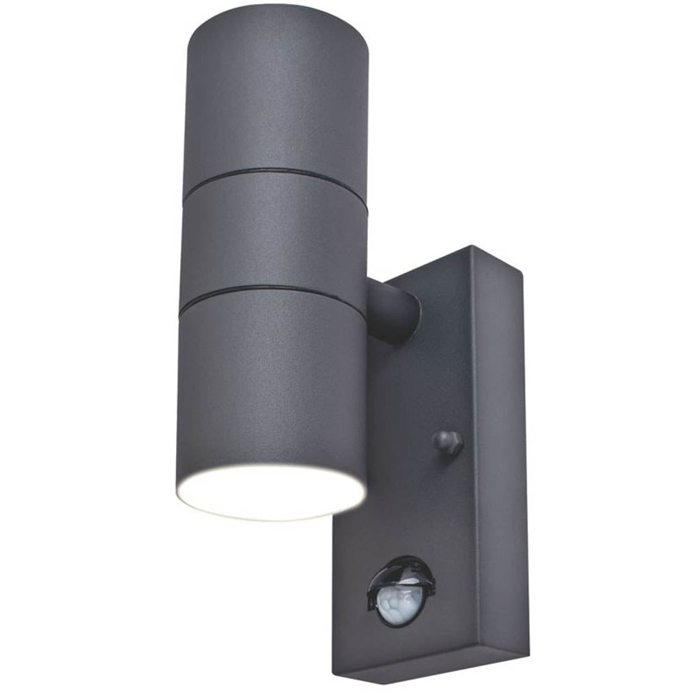 Wall Light Outdoor PIR Photocell Steel Black IP54 Garden Home 35W 220-240V - Image 1