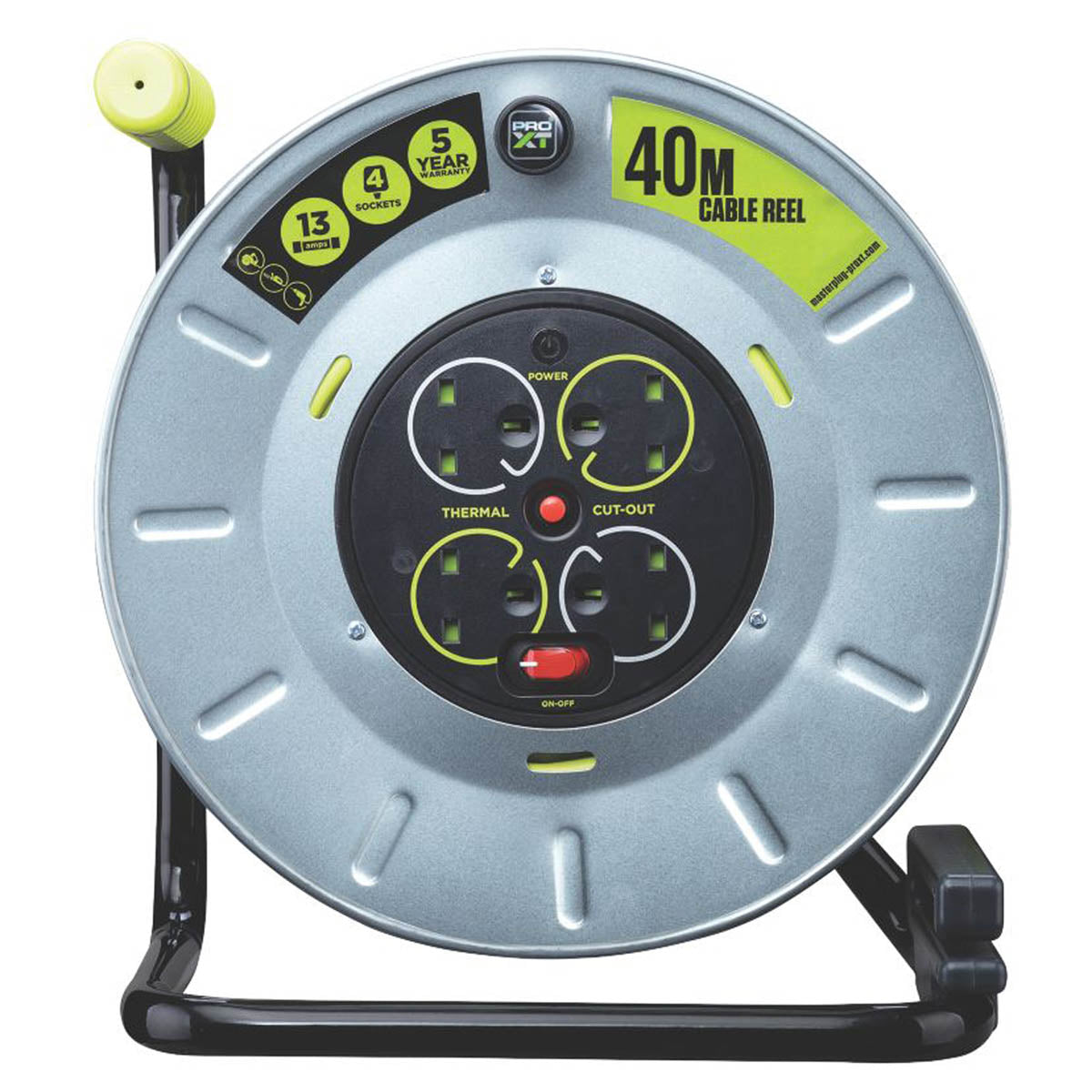 PRO XT Cable Reel 13A 4-Gang 3-Core Outdoor 40m 1.25 mm² Power Indicator 240V - Image 2