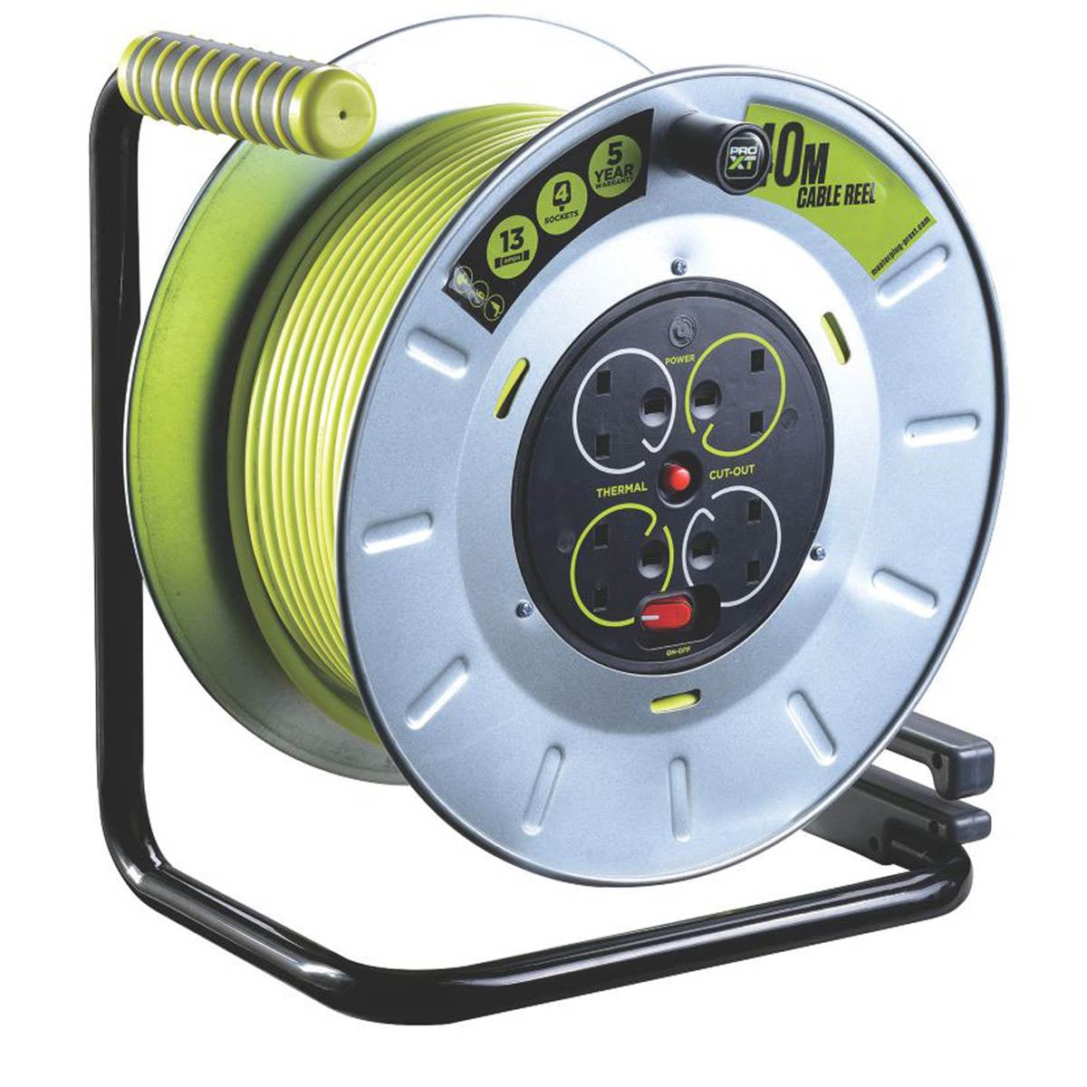 PRO XT Cable Reel 13A 4-Gang 3-Core Outdoor 40m 1.25 mm² Power Indicator 240V - Image 3