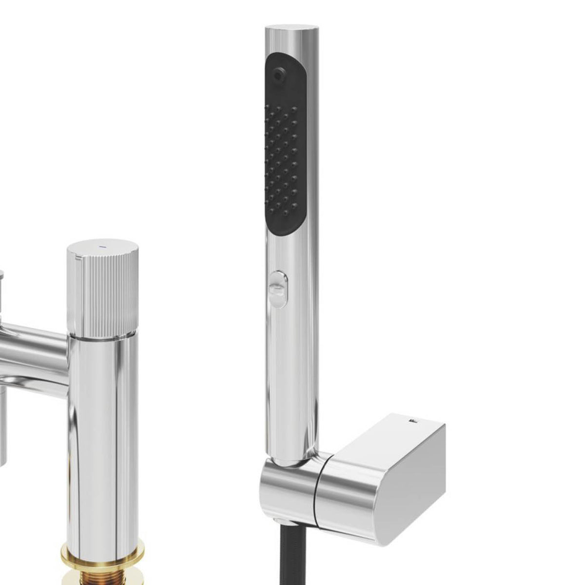 Swirl Bath Filler Tap Mixer Shower Chrome Dual Lever 2 Spray Patterns Modern - Image 5
