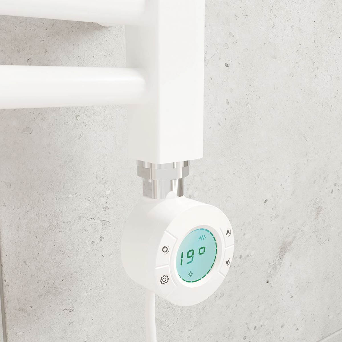 Flomasta Flat Towel Radiator Electric White Programmable 1600mm x 500mm 1706BTU - Image 3