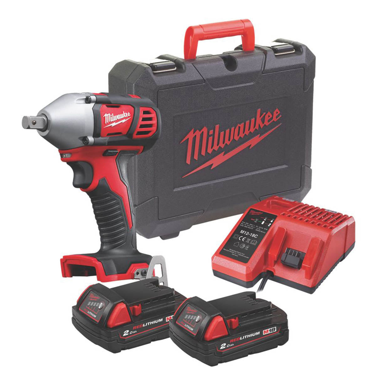 Milwaukee Impact Wrench Cordless 18V 2.0Ah Li-Ion M18 BIW12-202C Brushless - Image 1