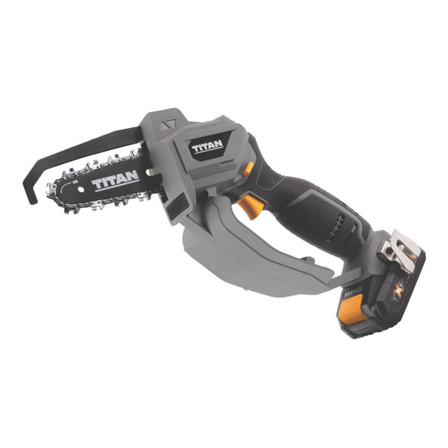 Titan Mini Chainsaw Cordless 18V 2.0Ah Li-Ion Compact 15cm Garden Wood Cutter - Image 1