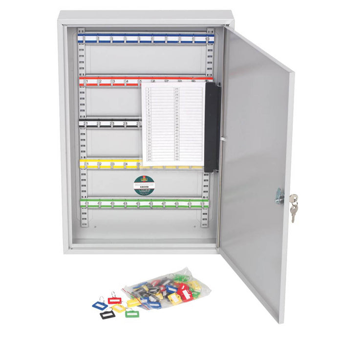 Key Cabinet Safe 50 Hooks Heavy Duty Index System Secure Lock Indoor 2 Keys - Image 2