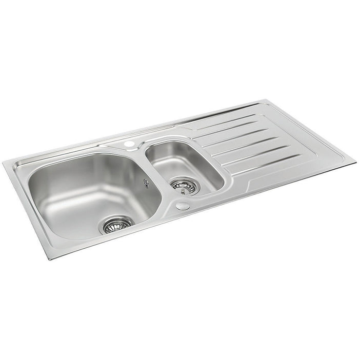 Kitchen Sink 1.5 Bowl Reversible Drainer Stainless Steel Waste 1000x500mm - Image 1