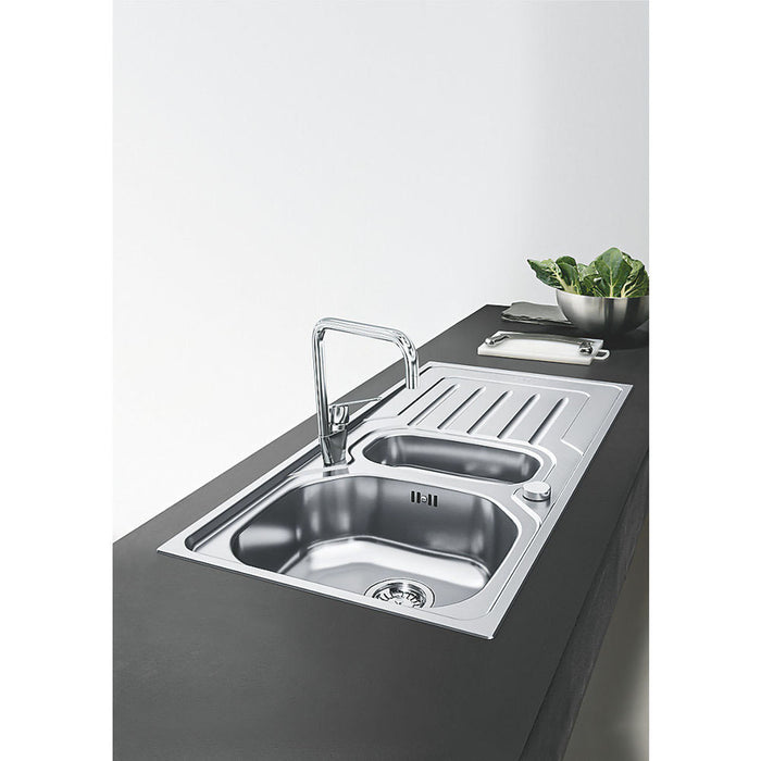 Kitchen Sink 1.5 Bowl Reversible Drainer Stainless Steel Waste 1000x500mm - Image 3