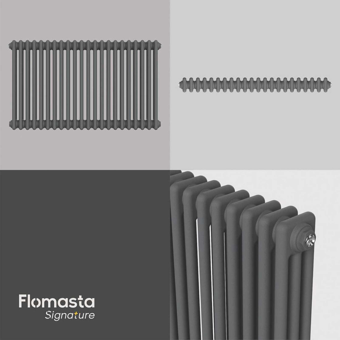 Flomasta 600mm x 1010mm 4366BTU Anthracite Horizontal 3 Column Radiator - Image 6
