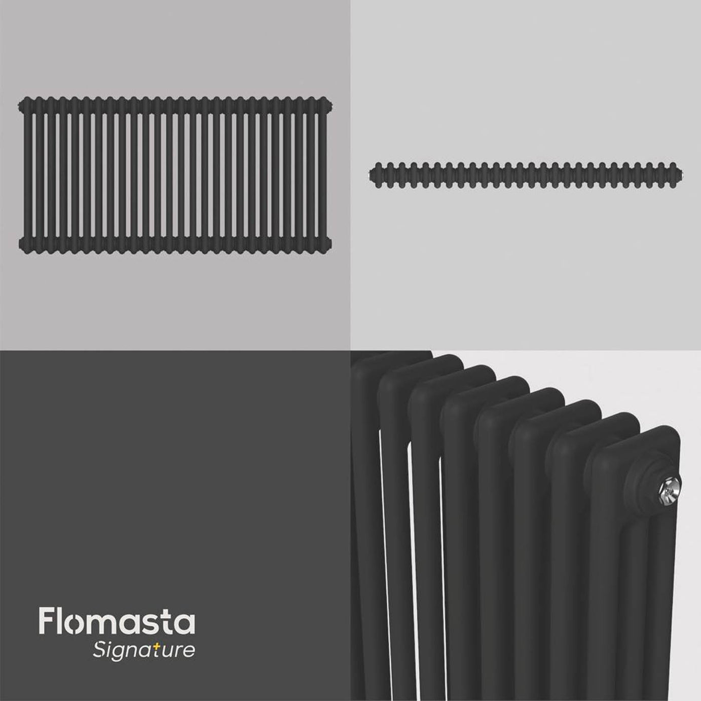 Flomasta 3 Column Radiator Black Horizontal Steel Traditional (H)60x(W)119cm - Image 5