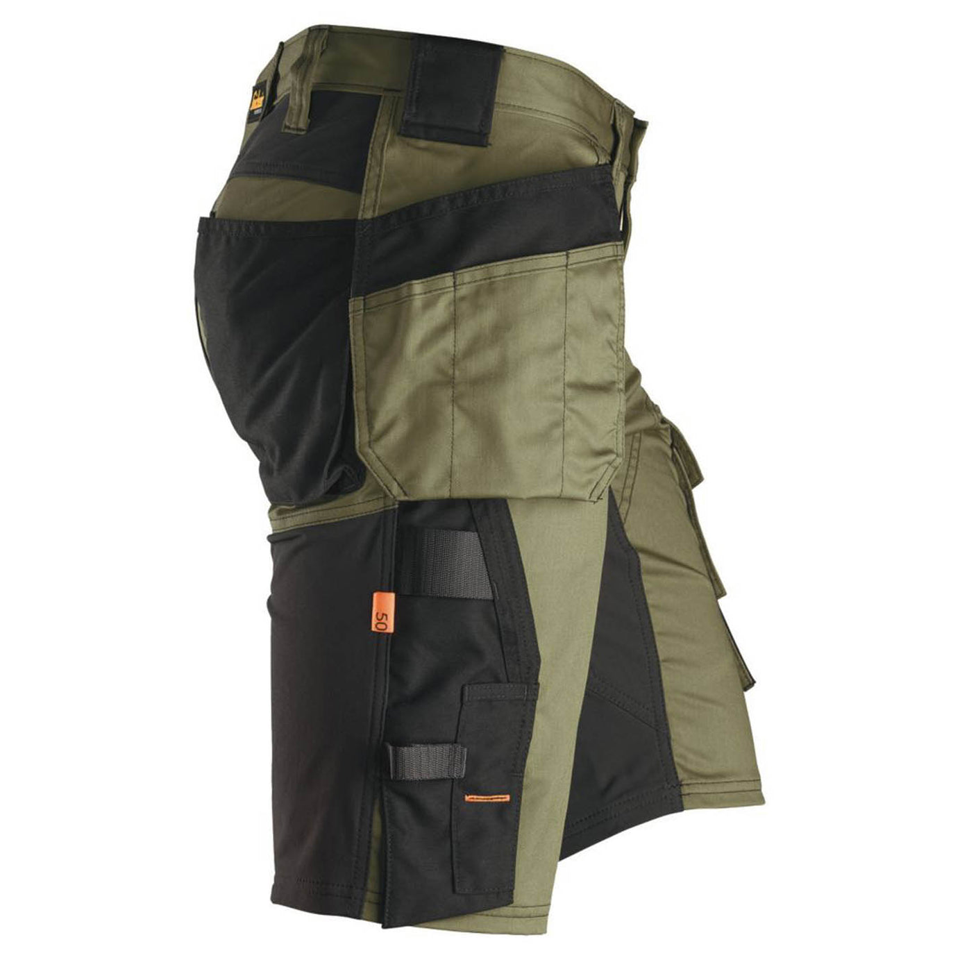 Snickers Work Shorts 6141 Mens Slim Fit Khaki Green Stretch Multi Pockets 33W - Image 3