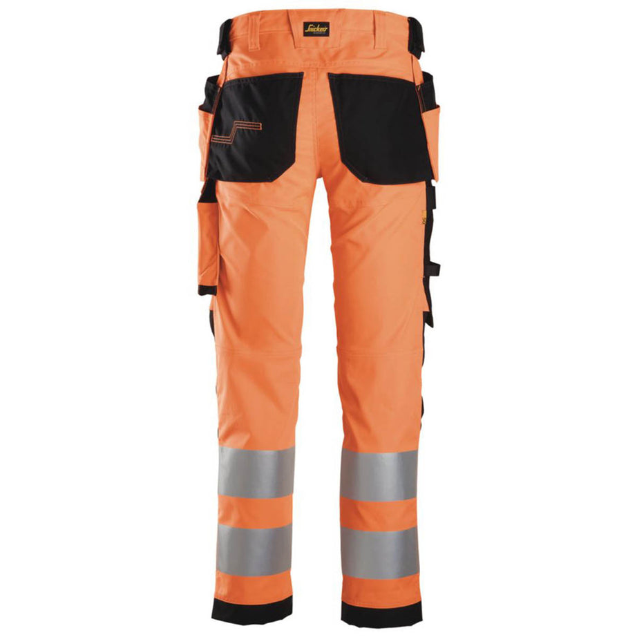 Snickers Hi-Vis Work Trousers Mens Slim Fit Orange Multi Pockets Cargo 33"W 32"L - Image 5