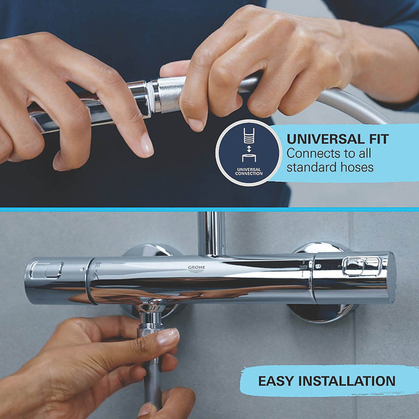 Grohe Hand Shower Head Chrome 110x215mm 3 Spray Patterns Bathroom Contemporary - Image 3