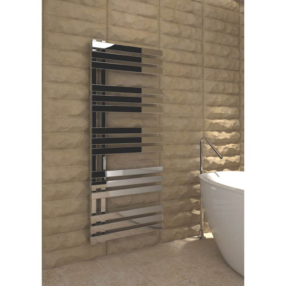 Kudox Towel Rail Radiator Flat Chrome Bathroom Warmer Ladder 348W (H)50x(W)120cm - Image 2