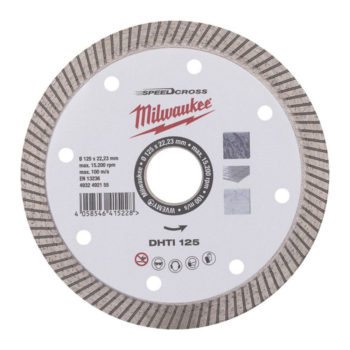 Milwaukee Diamond Blade Speedcross DHTI Multi Material 125mm x 22.23mm - Image 1