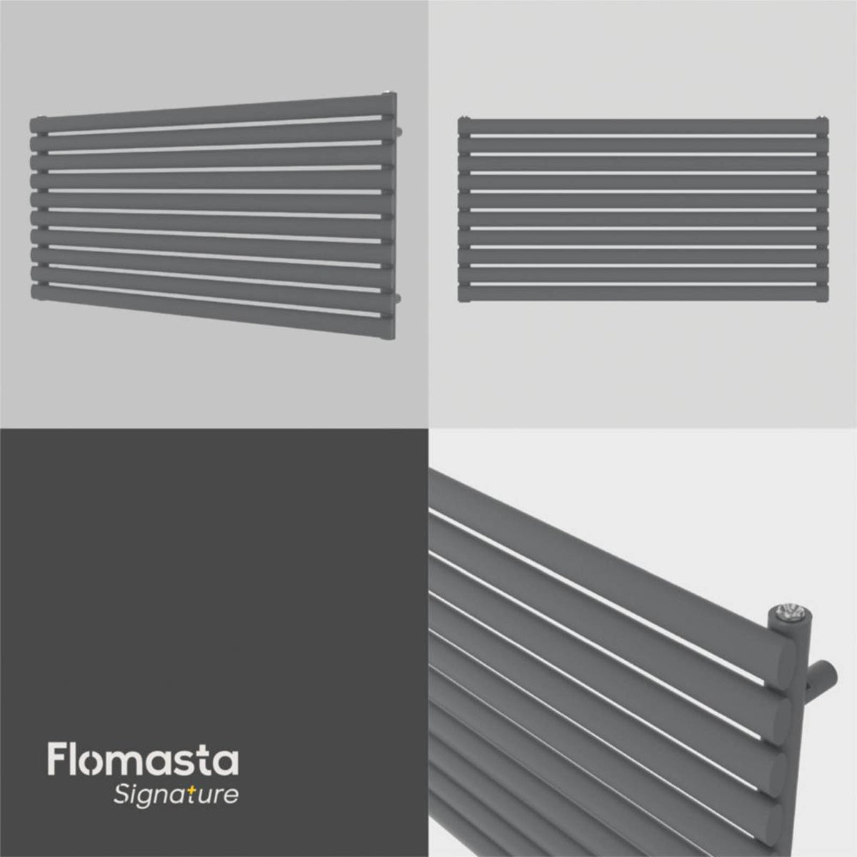 Flomasta  600mm x 1200mm 2626BTU Anthracite Horizontal Designer Radiator - Image 6