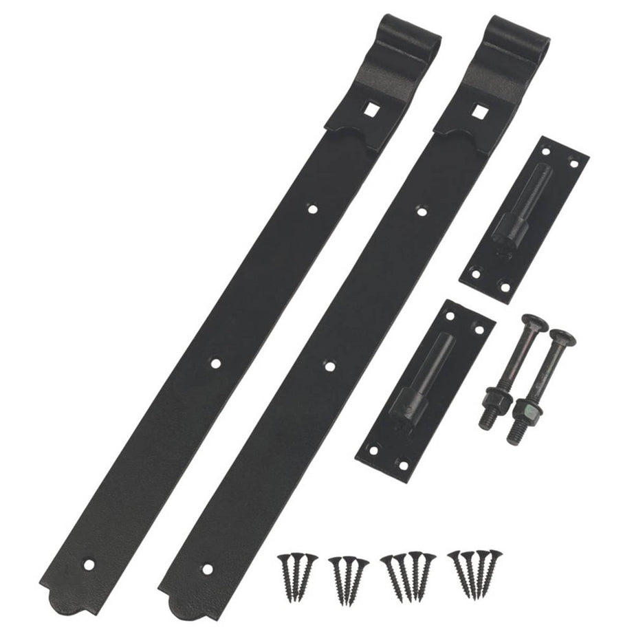 GateMate Cranked Band Hook Hinge Plate Steel Black 165mm x 24" x 600mm 2 Pack - Image 2